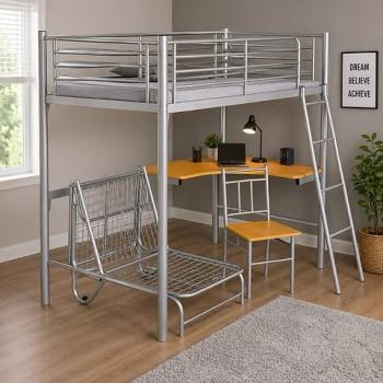 STUDY BUNK WITH FUTON MATTRESS AND SINGLE BUDGET MATTRESS