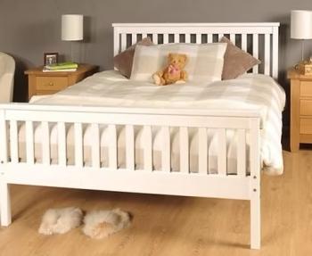 MONACO KING SIZE WHITE HIGH FOOT END WOODEN BED FRAME